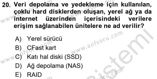  Sayısal Görüntüleme Teknolojileri Dersi 2023 - 2024 Yılı (Vize) Ara Sınavı 20. Soru