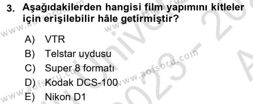  Sayısal Görüntüleme Teknolojileri Dersi 2023 - 2024 Yılı (Vize) Ara Sınavı 3. Soru