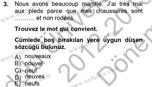 Fransızca 2 Dersi 2012 - 2013 Yılı (Final) Dönem Sonu Sınavı 3. Soru