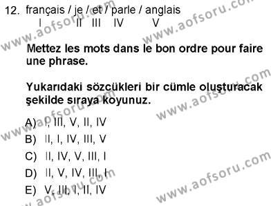 Fransızca 1 Dersi 2012 - 2013 Yılı (Vize) Ara Sınavı 12. Soru