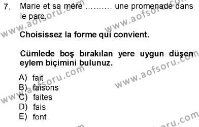 Fransızca 1 Dersi 2012 - 2013 Yılı (Final) Dönem Sonu Sınavı 7. Soru