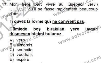 Fransızca 2 Dersi 2012 - 2013 Yılı (Final) Dönem Sonu Sınavı 17. Soru