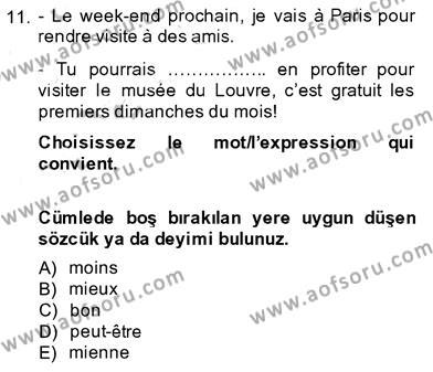 Fransızca 3 Dersi 2013 - 2014 Yılı (Vize) Ara Sınavı 11. Soru