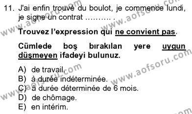 Fransızca 4 Dersi 2012 - 2013 Yılı (Final) Dönem Sonu Sınavı 11. Soru