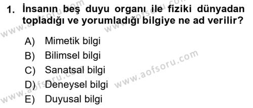 Temel Sanat ve Tasarım Eğitimi Dersi 2021 - 2022 Yılı (Final) Dönem Sonu Sınavı 1. Soru