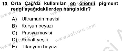 Temel Sanat ve Tasarım Eğitimi Dersi 2021 - 2022 Yılı (Final) Dönem Sonu Sınavı 10. Soru