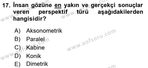 Temel Sanat ve Tasarım Eğitimi Dersi 2021 - 2022 Yılı (Final) Dönem Sonu Sınavı 17. Soru