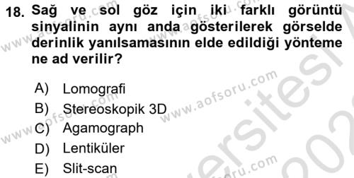 Temel Sanat ve Tasarım Eğitimi Dersi 2021 - 2022 Yılı (Final) Dönem Sonu Sınavı 18. Soru