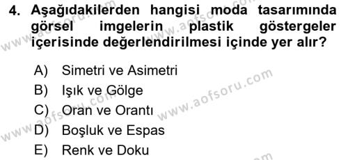 Temel Sanat ve Tasarım Eğitimi Dersi 2021 - 2022 Yılı (Final) Dönem Sonu Sınavı 4. Soru