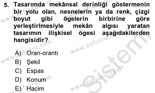 Temel Sanat ve Tasarım Eğitimi Dersi 2021 - 2022 Yılı (Final) Dönem Sonu Sınavı 5. Soru