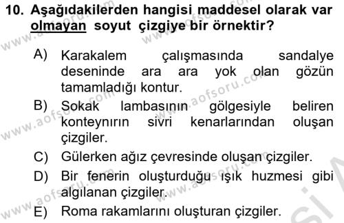 Temel Sanat ve Tasarım Eğitimi Dersi 2021 - 2022 Yılı Yaz Okulu Sınavı 10. Soru