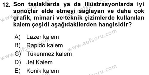 Temel Sanat ve Tasarım Eğitimi Dersi 2021 - 2022 Yılı Yaz Okulu Sınavı 12. Soru