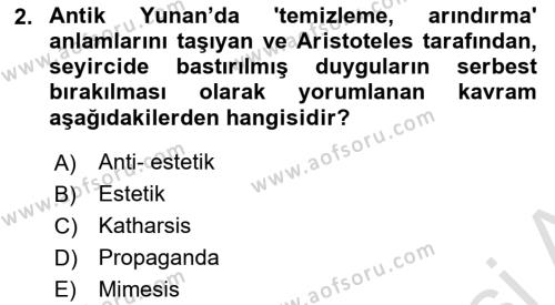 Temel Sanat ve Tasarım Eğitimi Dersi 2021 - 2022 Yılı Yaz Okulu Sınavı 2. Soru