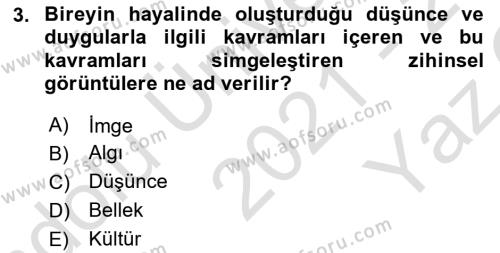 Temel Sanat ve Tasarım Eğitimi Dersi 2021 - 2022 Yılı Yaz Okulu Sınavı 3. Soru