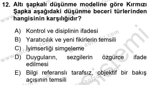 Temel Sanat ve Tasarım Eğitimi Dersi 2022 - 2023 Yılı (Vize) Ara Sınavı 12. Soru