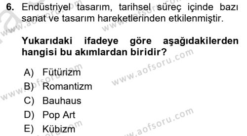 Temel Sanat ve Tasarım Eğitimi Dersi 2022 - 2023 Yılı (Vize) Ara Sınavı 6. Soru