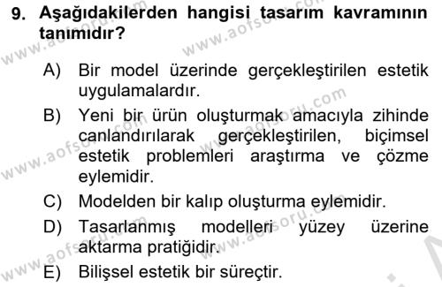 Temel Sanat ve Tasarım Eğitimi Dersi 2022 - 2023 Yılı (Vize) Ara Sınavı 9. Soru