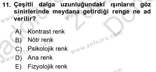 Temel Sanat ve Tasarım Eğitimi Dersi 2022 - 2023 Yılı (Final) Dönem Sonu Sınavı 11. Soru