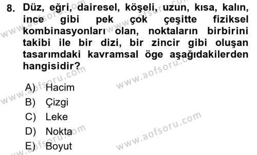 Temel Sanat ve Tasarım Eğitimi Dersi 2022 - 2023 Yılı (Final) Dönem Sonu Sınavı 8. Soru