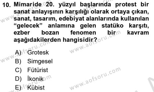 Temel Sanat ve Tasarım Eğitimi Dersi 2023 - 2024 Yılı (Vize) Ara Sınavı 10. Soru