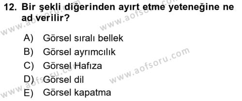 Temel Sanat ve Tasarım Eğitimi Dersi 2023 - 2024 Yılı (Vize) Ara Sınavı 12. Soru