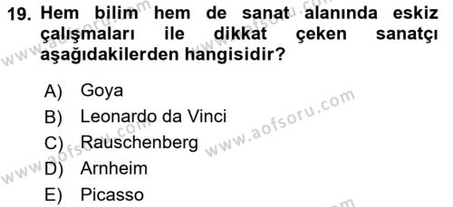 Temel Sanat ve Tasarım Eğitimi Dersi 2023 - 2024 Yılı (Vize) Ara Sınavı 19. Soru