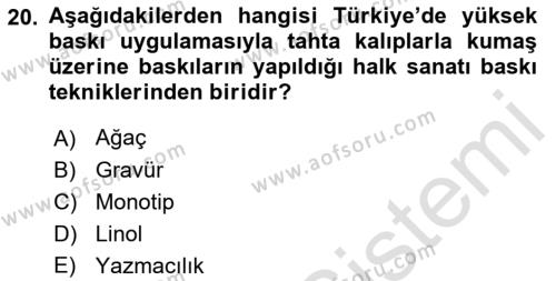 Temel Sanat ve Tasarım Eğitimi Dersi 2023 - 2024 Yılı (Vize) Ara Sınavı 20. Soru