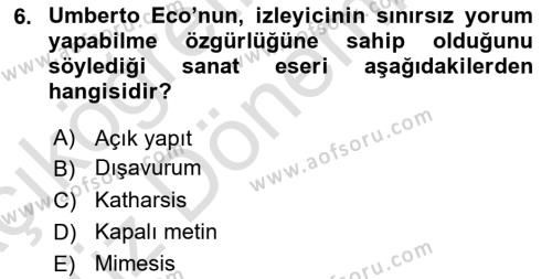 Temel Sanat ve Tasarım Eğitimi Dersi 2023 - 2024 Yılı (Vize) Ara Sınavı 6. Soru