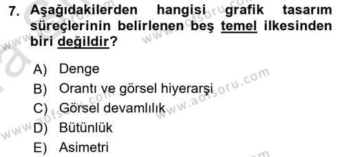 Temel Sanat ve Tasarım Eğitimi Dersi 2023 - 2024 Yılı (Vize) Ara Sınavı 7. Soru