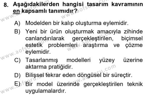 Temel Sanat ve Tasarım Eğitimi Dersi 2023 - 2024 Yılı (Vize) Ara Sınavı 8. Soru