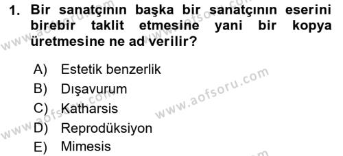 Temel Sanat ve Tasarım Eğitimi Dersi 2023 - 2024 Yılı (Final) Dönem Sonu Sınavı 1. Soru