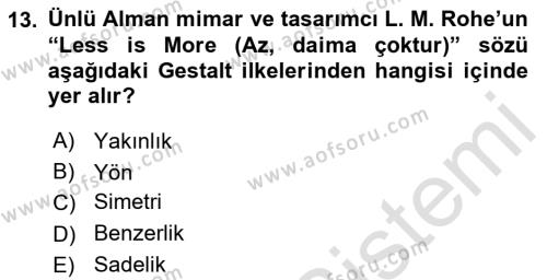 Temel Sanat ve Tasarım Eğitimi Dersi 2023 - 2024 Yılı (Final) Dönem Sonu Sınavı 13. Soru