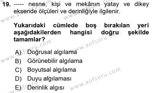 Temel Sanat ve Tasarım Eğitimi Dersi 2023 - 2024 Yılı (Final) Dönem Sonu Sınavı 19. Soru