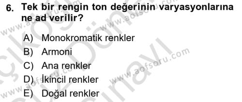 Temel Sanat ve Tasarım Eğitimi Dersi 2023 - 2024 Yılı (Final) Dönem Sonu Sınavı 6. Soru