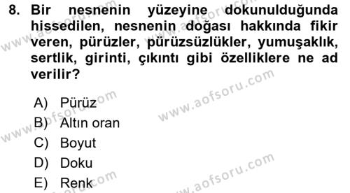 Temel Sanat ve Tasarım Eğitimi Dersi 2023 - 2024 Yılı (Final) Dönem Sonu Sınavı 8. Soru