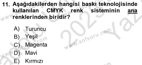 Temel Sanat ve Tasarım Eğitimi Dersi 2023 - 2024 Yılı Yaz Okulu Sınavı 11. Soru