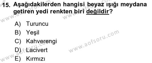 Temel Sanat ve Tasarım Eğitimi Dersi 2023 - 2024 Yılı Yaz Okulu Sınavı 15. Soru