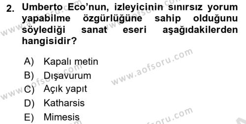 Temel Sanat ve Tasarım Eğitimi Dersi 2023 - 2024 Yılı Yaz Okulu Sınavı 2. Soru