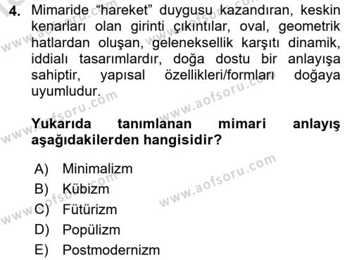 Temel Sanat ve Tasarım Eğitimi Dersi 2023 - 2024 Yılı Yaz Okulu Sınavı 4. Soru