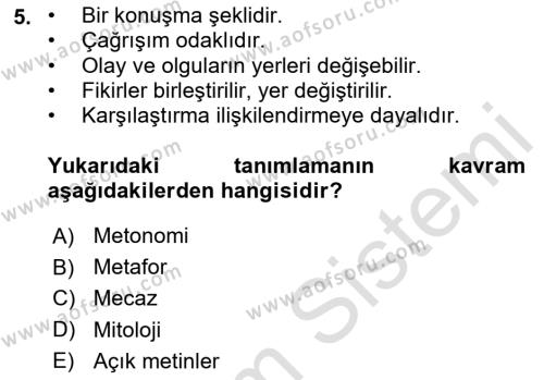 Temel Sanat ve Tasarım Eğitimi Dersi 2023 - 2024 Yılı Yaz Okulu Sınavı 5. Soru