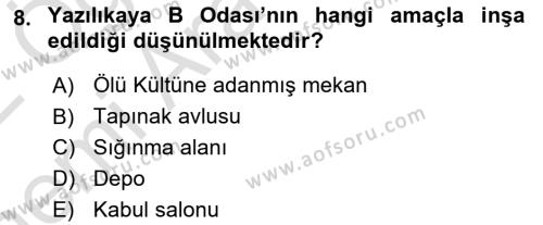 Anadolu Kültür Tarihi Dersi 2021 - 2022 Yılı (Vize) Ara Sınavı 8. Soru