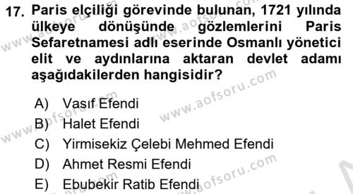 Anadolu Kültür Tarihi Dersi 2021 - 2022 Yılı Yaz Okulu Sınavı 17. Soru