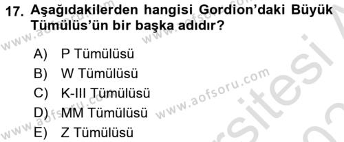 Anadolu Kültür Tarihi Dersi 2022 - 2023 Yılı Yaz Okulu Sınavı 17. Soru