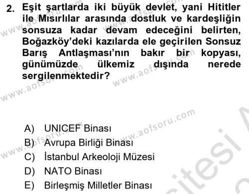 Anadolu Kültür Tarihi Dersi 2023 - 2024 Yılı (Vize) Ara Sınavı 2. Soru