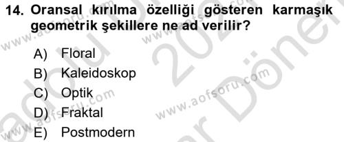 Görsel İletişim ve Tasarım Tarihi Dersi 2021 - 2022 Yılı (Final) Dönem Sonu Sınavı 14. Soru