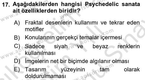 Görsel İletişim ve Tasarım Tarihi Dersi 2021 - 2022 Yılı (Final) Dönem Sonu Sınavı 17. Soru