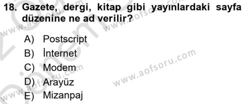 Görsel İletişim ve Tasarım Tarihi Dersi 2021 - 2022 Yılı (Final) Dönem Sonu Sınavı 18. Soru