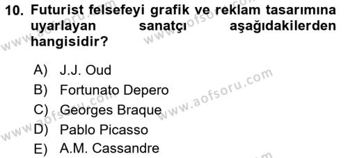 Görsel İletişim ve Tasarım Tarihi Dersi 2021 - 2022 Yılı Yaz Okulu Sınavı 10. Soru
