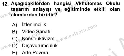 Görsel İletişim ve Tasarım Tarihi Dersi 2021 - 2022 Yılı Yaz Okulu Sınavı 12. Soru