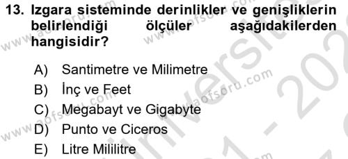 Görsel İletişim ve Tasarım Tarihi Dersi 2021 - 2022 Yılı Yaz Okulu Sınavı 13. Soru